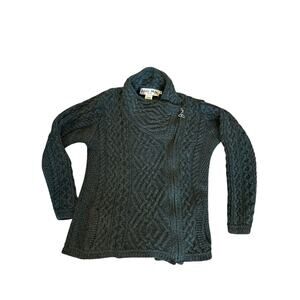 Aran Mór 100% Merino Wool Sweater Jacket Zip Cardigan Made in Ireland Size M